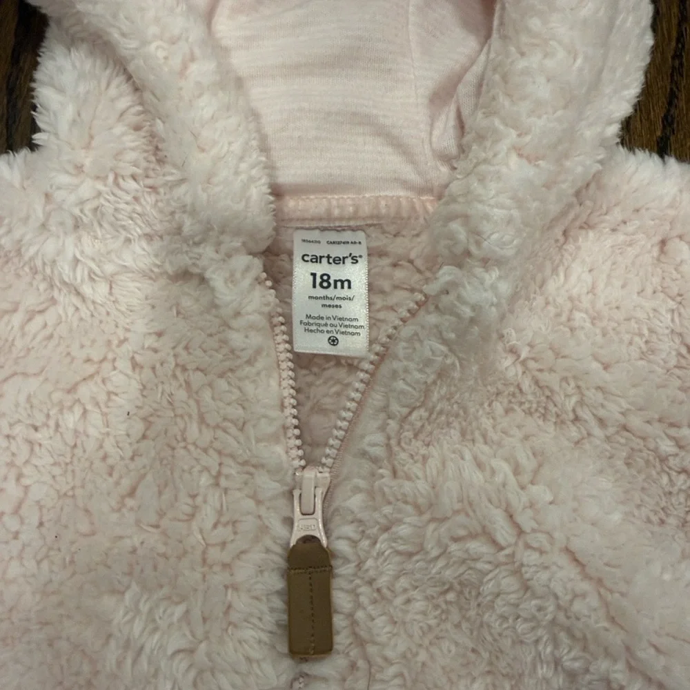Pink Fleece Hooded Jacket Toddler Girls 18 Months